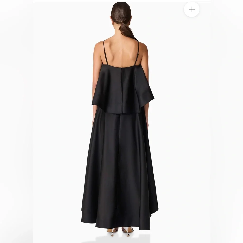 elliatt reyna black tiered ruffle draped satin maxi dress size medium NEW - Picture 7 of 14